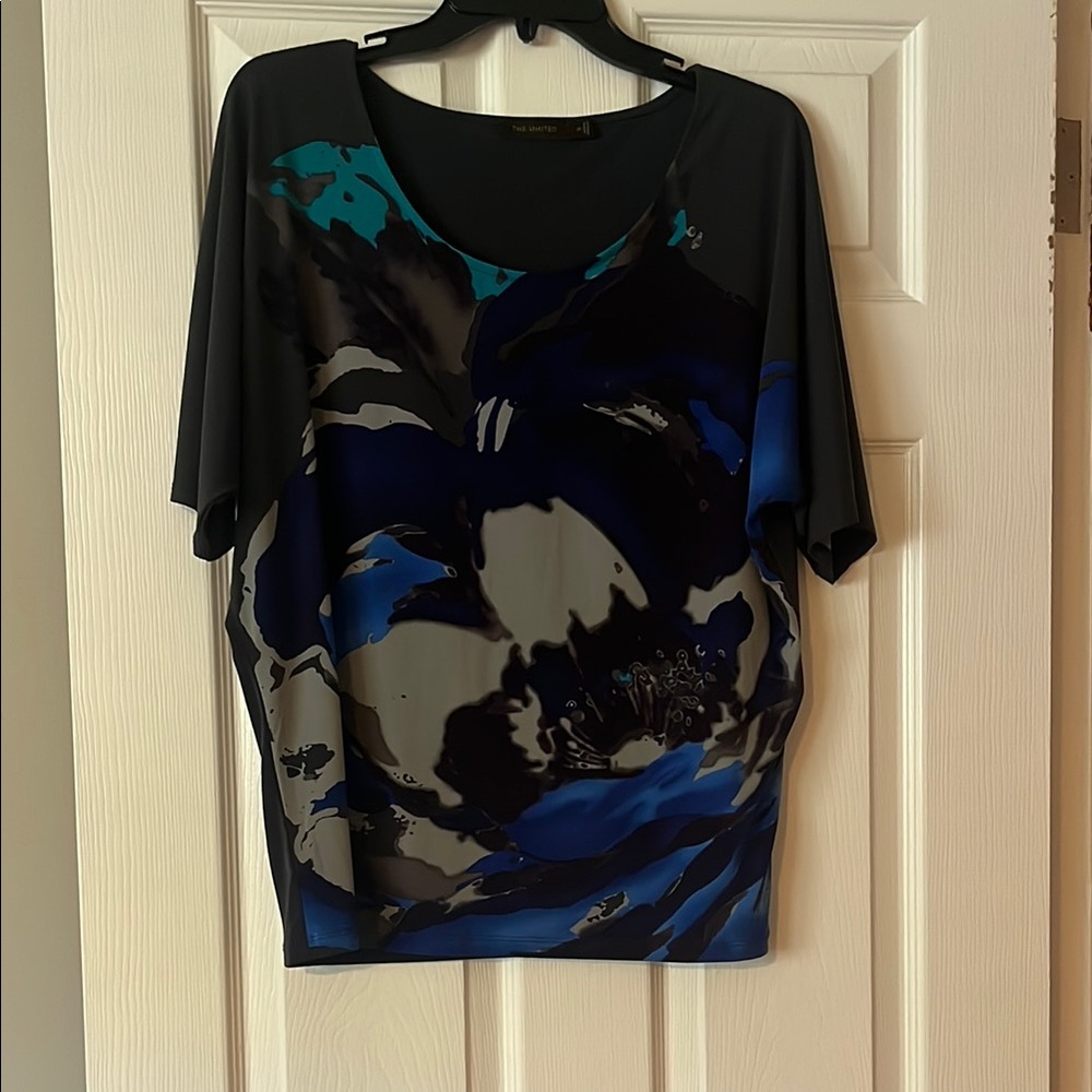 The Limited Black and Blue Floral Blouse